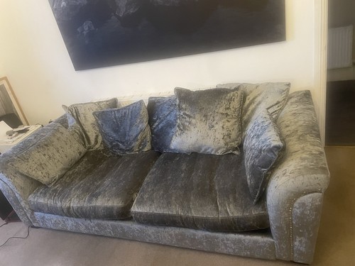 Silver grey large 3 seater - silver,